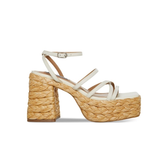 Steven Madden, Belise Leather Strappy Platform Sandals, White Leather, 11 - Picture 4 of 11
